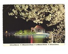 Postcard Jefferson Memorial Night Cherry Blossoms Vintage Washington DC Unposted picture