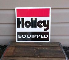 HOLLEY EQUIPPED METAL SIGN CARBURETOR GARAGE SHOP GASOLINE GAS OIL 12X12 50089 picture