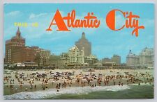This Is Atlantic City Beach Boardwalk Scene NJ New Jersey Chrome Postcard picture