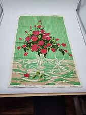 Vintage Irish Linen Tea Towel ROSES Old Bleach Brand picture