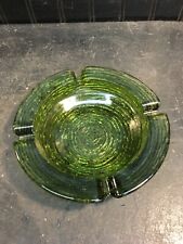 Vintage Mid Century Chunky Green Glass ASHTRAY Round  6IN SIZE picture