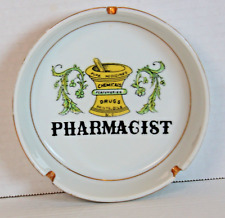 Vintage Pharmacist Ashtray  Drugs, Chemicals  Pure Medicines 18k Gold Trim picture