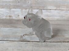 Vintage Westmoreland Frosted Glass French Bulldog Dog Figurine Red Eyes picture
