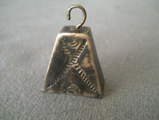 OLD Southwestern Native American Sterling Silver Stamped Cow Bell Hook Pendant picture