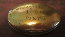 Dated 1891 Solid Brass Snuff Box, William Edwards, Pentre Wales picture