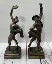 Antique Spanish Dancers Flamenco Bookends Pompeian Bronze Clad Paul Herzel 1925 picture