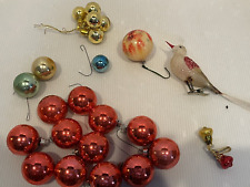 German Antique Glass Clip On Bumpy Mohawk Bird & Red Vintage Ornaments picture