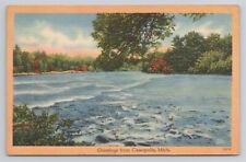 Greetings from Cassopolis Michigan Linen Postcard No 4142 picture
