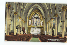Old Vintage 1917 Postcard of INTERIOR ST MARY'S CHURCH MILFORD MA picture