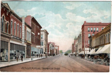 ANTIQUE Postcard        COMMERCIAL STREET  -  ATCHISON, KANSAS picture