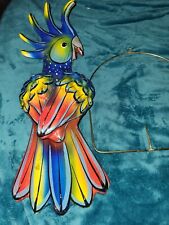 Vintage Large Paper Mache Hand Paint Parrot Bird Hanging Mexico EUC  22