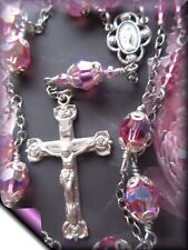 Exquisite ROSARY NECKLACE  Swarovski Rose AB .925 Sterling Blest picture