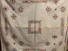 Beautiful Hand Embroidered Linen 20th Cent Tablecloth And Six Napkins 1602 picture