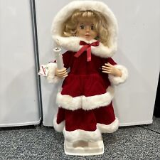 Vintage Telco 22” Christmas Motion-ette Figure Girl Red Dress Lighted Candle picture