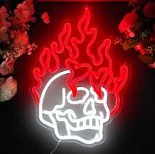 Skull Fire Neon Sign Skeleton LED Light Wall Decor Bedroom Lamp Game Room Signs picture