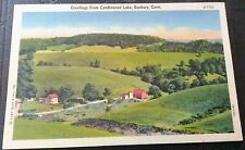 Danbury Connecticut Farm CANDLEWOOD LAKE  ~  Vintage Linen Postcard 1930's picture