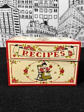 Vintage Stylecraft Recipe Box Red Tin Metal Lady Rocker W/ Dividers AND Recipes picture