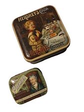 2 vintage 90s Hershey's chocolate and gold tobacco advertising tin decorative... picture