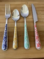 Pioneer Woman SPLATTER Stainless 4 pc ~ 1Knife 1Teaspoon 1 Fork 1 Soup Spoon NEW picture