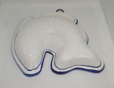 Vintage ABC Bassano Italy White Fish With Blue Edge Ceramic Molds Wall Decor picture