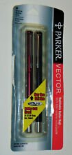2 VINTAGE 1996 PARKER VECTOR REFILLABLE ROLLER BALL GEL INK PENS IN OPEN PACKAGE picture