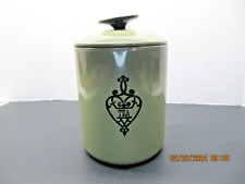 Vintage Retro West Bend Avocado Olive Green COUNTRY INN Aluminum Tea Canister picture