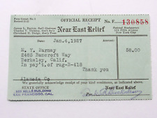 Armenian Genocide Near East Relief Donation Official Receipt Berkeley CA Rare picture