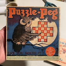 Vintage PUZZLE PEG Game w/ Box Lumber & Bell Mfg. Co Clinton, IA - OWL Graphics picture
