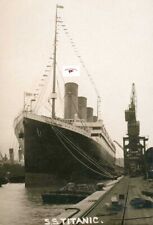 RMS TITANIC AT SOUTHAMPTON APRIL 4,1912, DRESSED OUT AND BEING COALED REPRINT picture