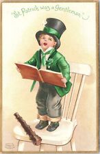 C.1910s A/S Ellen Clapsaddle St. Patrick's Day Child Singing UNP Postcard A220 picture
