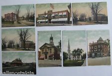 Arlington, Ma. 8 Postcards 1905-1910 POST OFFICE BLOCK, R.R. STATION, TOWN HALL picture