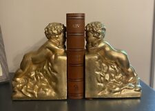Pair of vintage gold  cherub angel bookends picture