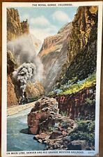 The Royal Gorge, Vintage Train Postcard- Grand Canon, Railroad Rio Grande River picture