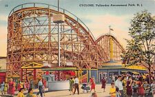 Palisades NJ New Jersey Amusement Park Cyclone Roller Coaster Vtg Postcard D34 picture
