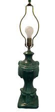 Mid Century Modern Green Glazed Ceramic Lamp Draped Design W/green Glass Finial picture