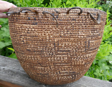 Antique Cowlitz Native Handmade Large Hard Burden Basket picture