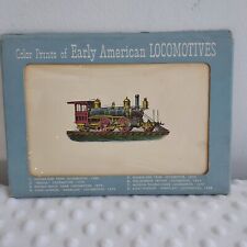 Early American Locomotives Prints 1950 Color Trains Set 8 Vintage Auto Tank 1870 picture