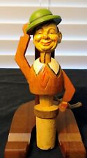 Vintage Andi Hand Carved Wood Figurine With Working Moveable Hat Bottle Cork picture