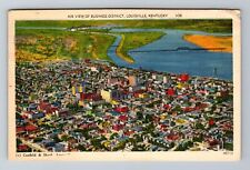 Louisville KY-Kentucky, Aerial Of Business District, Vintage c1944 Postcard picture