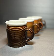 Vintage Mug Set Of 4 Hall China Brown Ceramic Mugs  Restaurant Ware picture