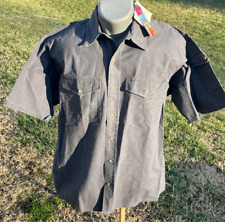 Marlboro Gear 2000 Button Front Short Sleeve Blue Rugged Washed Shirt Men's Sz S picture