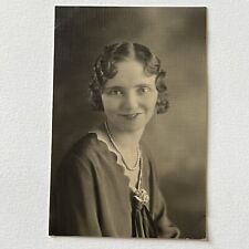 Antique Photograph Beautiful Young Woman Flapper Pearl Necklace Austin TX picture