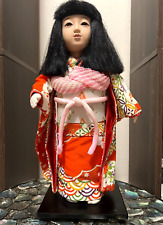 Japanese Ichimatsu Ningyo Doll Standing 17” Beautiful  Detailed Kimono Vintage picture