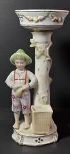 RARE Antique MEISSEN Style DRGM Germany Porcelain Boy Figural CANDLE HOLDER VASE picture