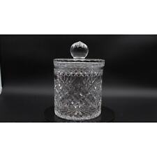 Vintage Polish Crystal Canister Lidded Jar Daisy Flower Clear Cookie Biscuit picture