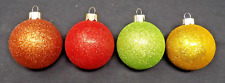 4 Martha Stewart Everyday MSE Various Color Glitter Glass Christmas Ornaments picture