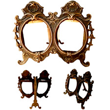 Victorian Antique Vanity Brass Photo Ornate Easel Double Picture Frame Italy Old picture