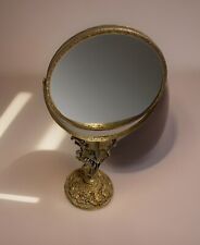 Vintage Gold Ornate Vanity Tabletop Mirror With Magnifying Mirror On Flip Side  picture