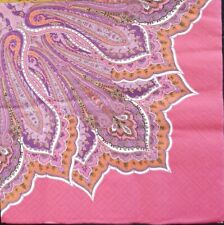 TWO Individual Napkins Red Paisley Lunch  for Decoupage (1004) picture