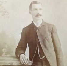Antique Cabinet Card Portrait of Man taken by Warren photo studio 1880s - 90s picture